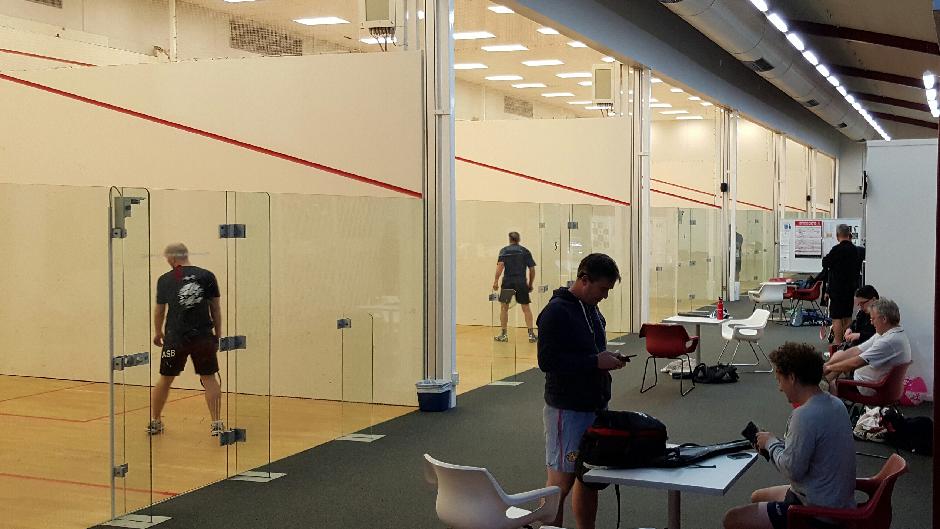 Have Fun. Get Fit. Play Squash. Court for 2 people which  includes two rackets and a ball!